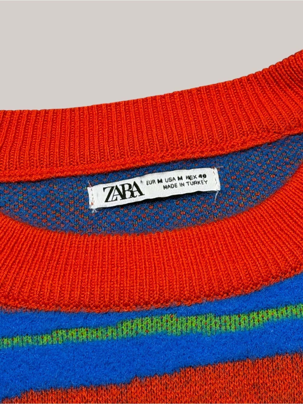 Zara red blue and green striped sweater - Picture 3 of 4